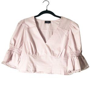 NWT MILK & HONEY Womens Cropped Cotton Blouse XS Pink